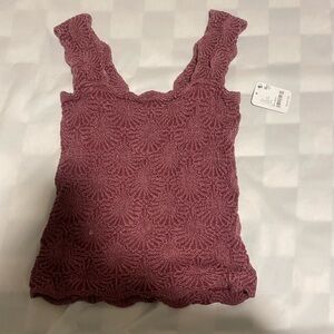Free People Maroon Textured Crop Top